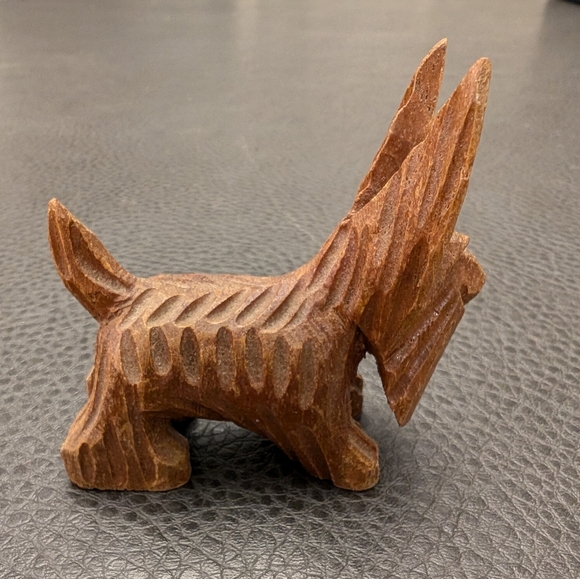 MCM Wood Carved Schnauzer Scotty Dogs Carving Figurine Mid Century 60s Lot Of 2 - Picture 5 of 14